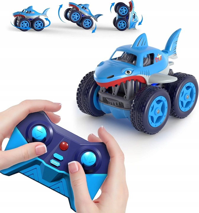 Samochód Zdalnie Sterowany RC Monster Shark Regulowane światła LED  Samochód Kaskaderski
