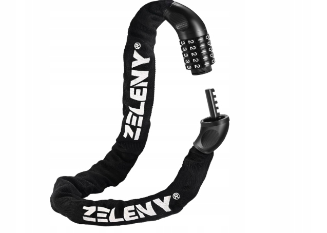 Zamek rowerowy ZELENY, łańcuch rowerowy o wysokim poziomie bezpieczeństwa z pogrubionym łańcuchem i 5-cyfrowym kodem