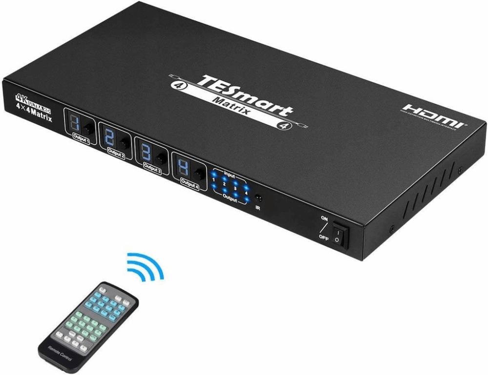 TESmart Przełącznik KVM switch HDMI Matrix 4x4 4K Ultra HD RS232 TCP/IP