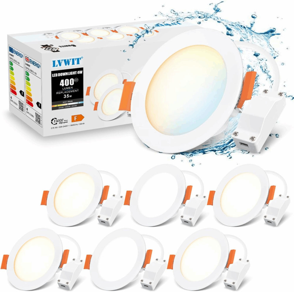 Oprawa wpuszczana LVWIT LED 4W 3000K 4000K 6500K, zestaw 6 szt