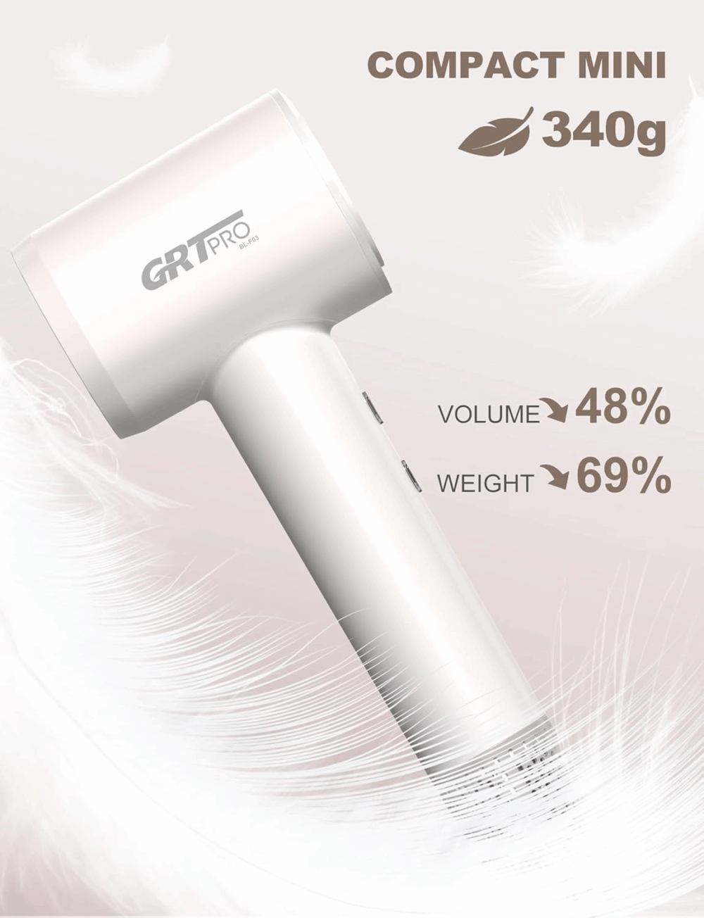GRT PRO jonowa suszarka do włosów 2200W z dyfuzorem BL-F03