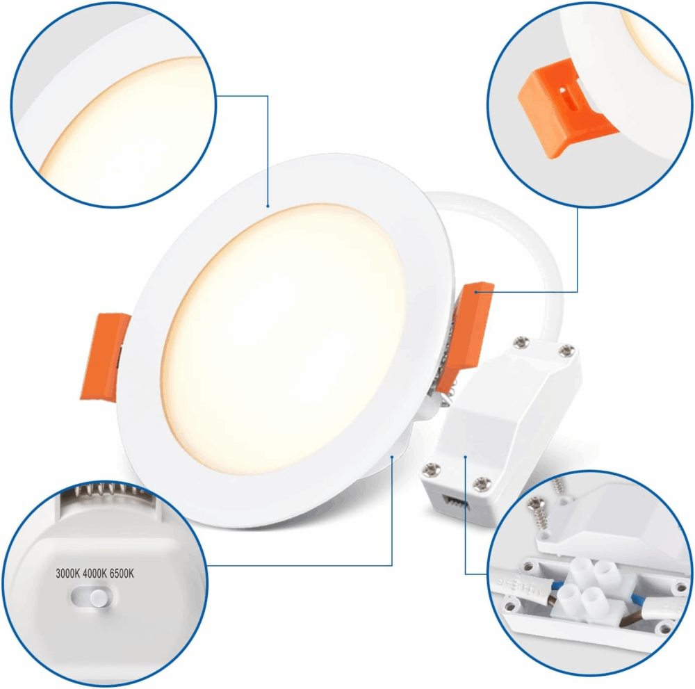 Oprawa wpuszczana LVWIT LED 4W 3000K 4000K 6500K, zestaw 6 szt